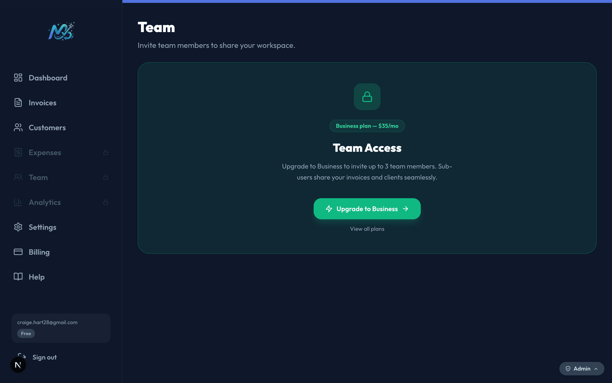 Team member list and invite panel